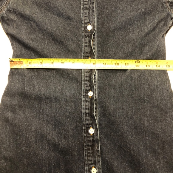 Dark Denim Midi Button Front Long Sleeve Cabincore Classic Lauren-esque Medium - Picture 3 of 6